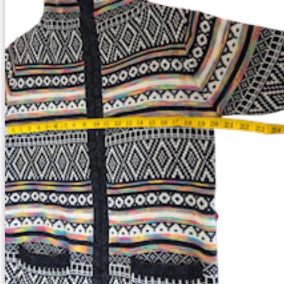 MONTEAU LOS ANGELES -Hooded Intarsia Duster - Open Front - Cardigan - Size Small - Picture 6 of 10